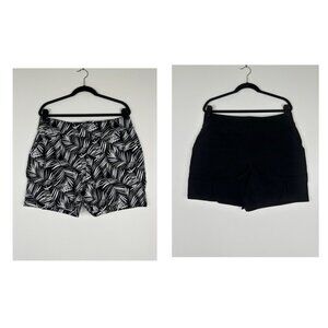 Denim & Co Active Duo Stretch Two Pack Shorts Size PL Black Palm A500959
